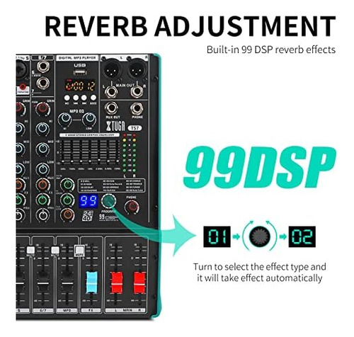 Xtuga Ts7 Mezclador De Audio Profesional De 7 Canales Con 99
