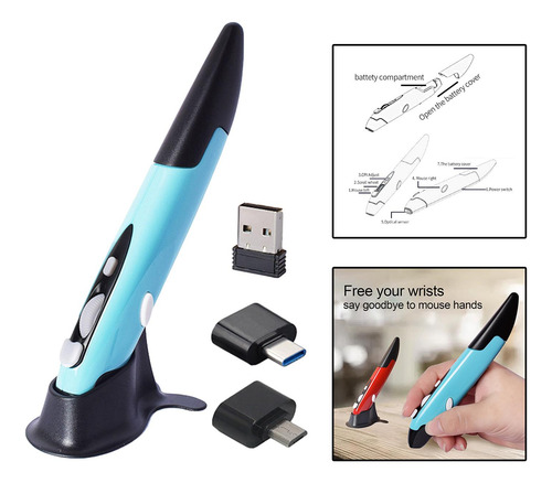 2.4g Wireless Mouse Pen Cpi 800 1200 1600 Mouse Azul