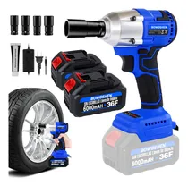Comprar Llave De Impacto Pistola Inalámbrico Eléctrico Con 2 Baterías y Cargador Rápido, Taladro y Atornillador de Impacto Inalámbrico con Motor sin Escobillas BOWOSHEN