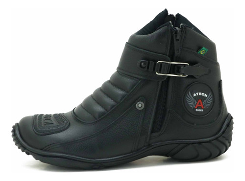 Bota Motociclista Semi Impermeável Coturno De Couro Legítimo