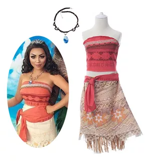 Disfraz De Cosplay De Vaiana Moana For Mujer Con Collar