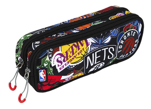 Estojo 2 Comp Nba Begins - Logos Preto Unico