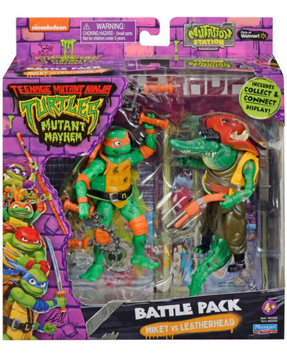 Figura Tortugas Ninjas Battle Pack Mikey Vs Leatherhead Dgl