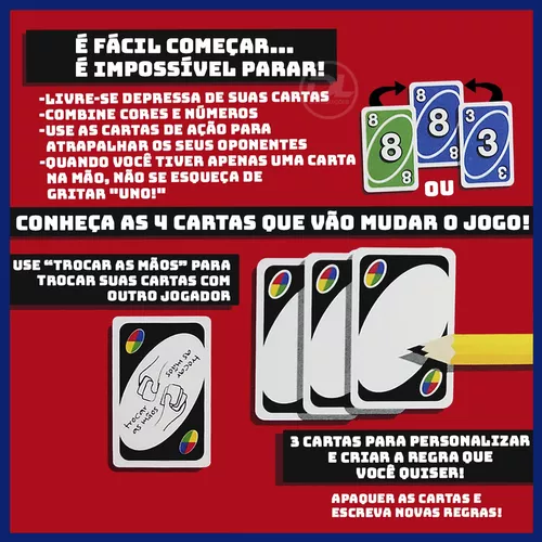Jogos De Carta Uno + Baralho Duplo De Plástico Kit 2 Peças