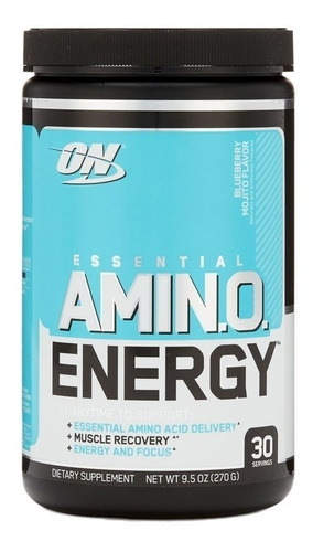 Suplemento en polvo Optimum Nutrition  Essential Amin.o. Essential Amin.o. Energy aminoácidos sabor blueberry mojito en pote de 270g