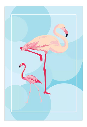 Placa Decorativa Mdf Flamingos E Círculos 20x30cm