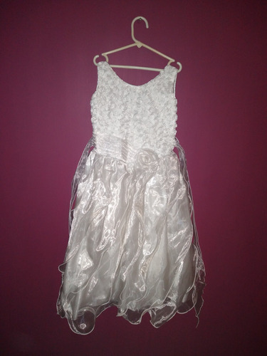 Vestido Blanco Para Niña De 4-6 Años.