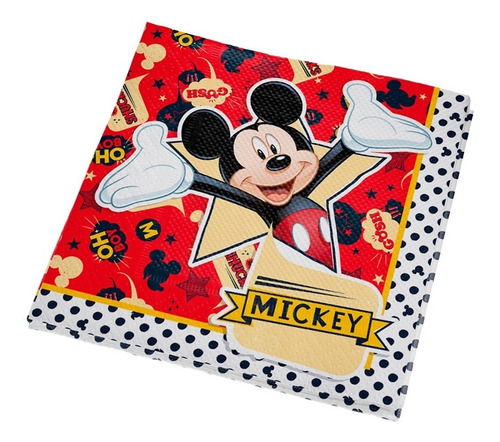 16 Unidades - Guardanapo De Papel - Festa Mickey Mouse