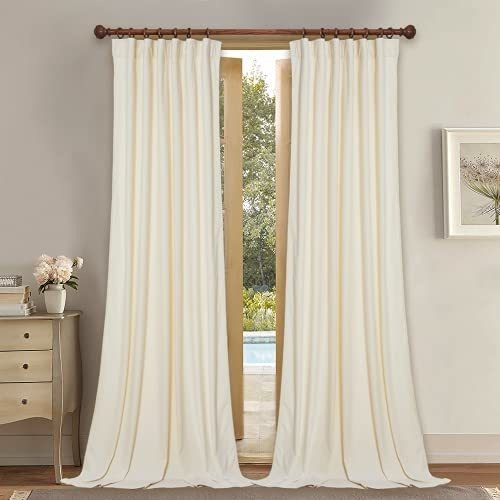 Cortinas De Terciopelo Blanco Marfil  96 Pulgadas De Largo