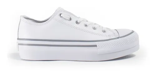 Zapatillas Urbanas Cuero Plataforma Mujer Sneaker Blancas