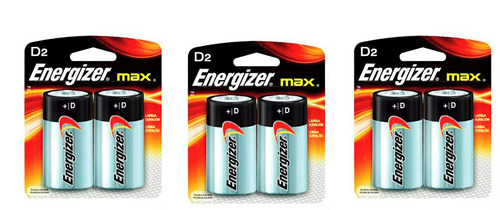 Pilha Alcalina D Max Energizer Cartela 3 Pacotes C/ 6 Pilhas