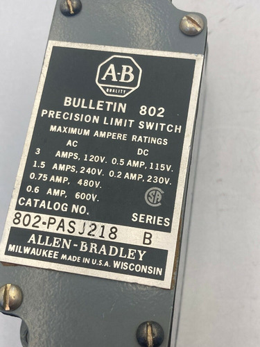 Allen Bradley 802-pasj218 Precision Limit Switch Roller Bbd