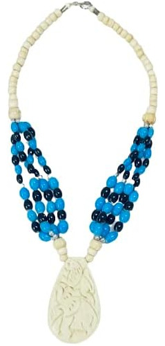 Collar Hecho A Mano Con Cuentas De Hueso Con Colgante De Hue
