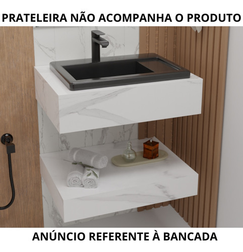 Bancada De Porcelanato Prime Calacata Com Cuba Preta 62x45
