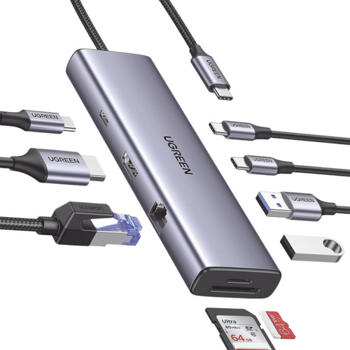 Hub Ugreen 9en1 Usb-c Multipuerto 5gbps Pd-100w 4k 2c Pc Mac