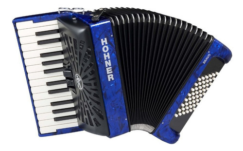 Acordeon Hohner Bravo Il 48 Bajos Azul Caja Cerrada