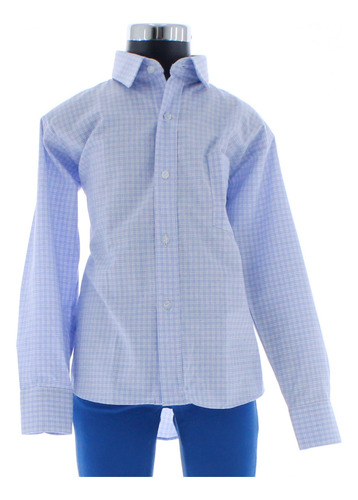 Camisa De Vestir Niño Color Azul Cuadros 3678 1 A 18 Años