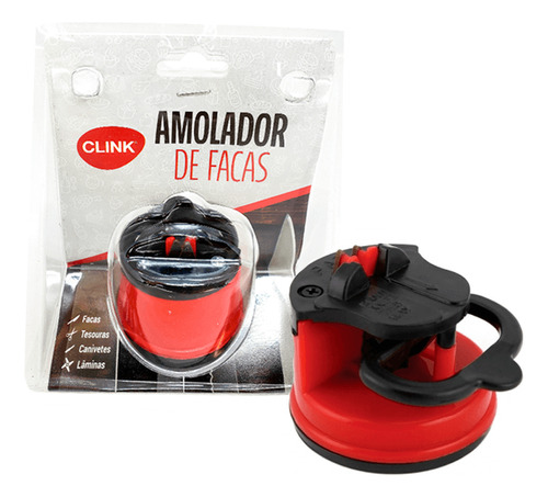 Amolador Afiador De Facas Com Ventosa Vermelho