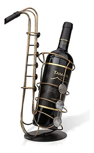 Soporte Botellas Saxofón Metálico, Decorativo.