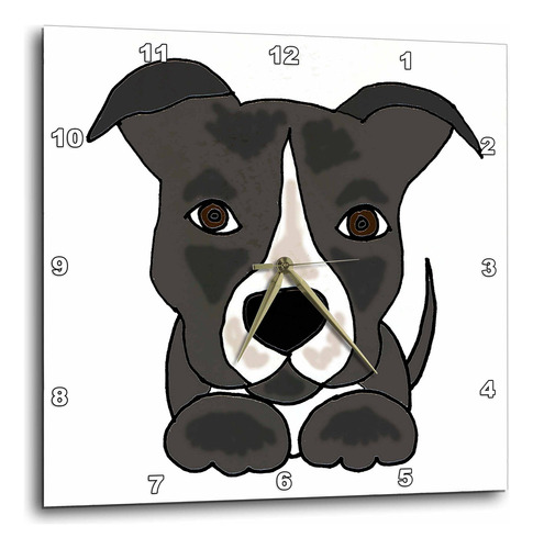 3drose - Reloj De Pared, Diseño De Perrito De Pitbull, C