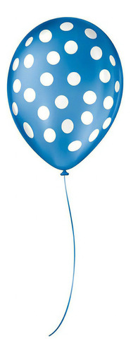Balão Decorado Poá Bolinha - Cores - 9  23cm - 25 Uni Cor Azul Cobalto E Branco