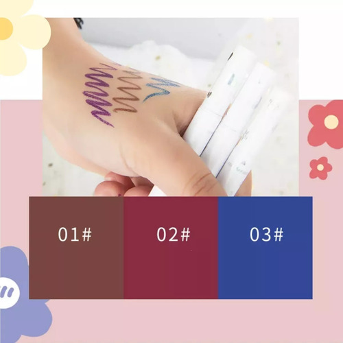 Delineador De Ojos Negro Plumón Y Sello De Figuras Belleza F Color Multicolor