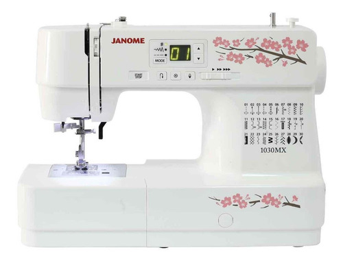 Máquina de costura reta Janome 1030MX portátil branca 100V - 110V