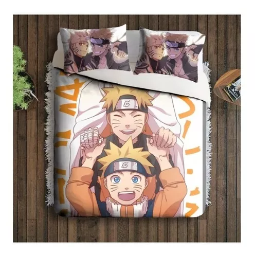 Jogo Cama Casal Travesseiro Anime Naruto Hokage Boruto Geek