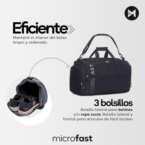 Imagen 4 de 8 de Bolso Deportivo Everlast Original Urbano Viaje Gim Reforzado