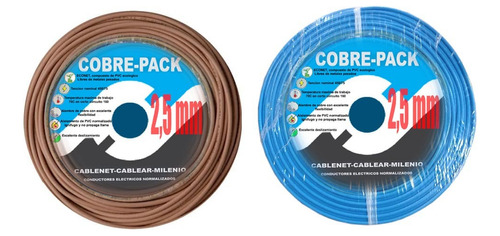 Cable Unipolar Normalizado 100% Cobre  2.5mm X 2 Rollos