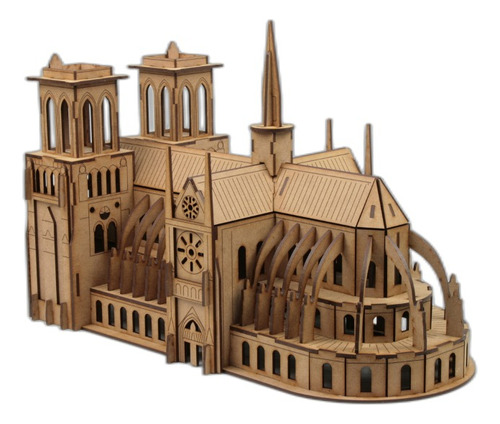 Rompecabezas 3d Catedral Notre Dame Fibrofacil Mdf Maqueta