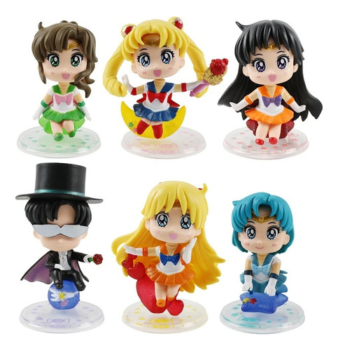 Sailor Moon Mars Venus Colección X 6 Figuras Chibis En Bolsa