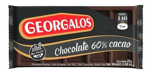 Tableta Georgalos 60% Cacao 24 X 25g