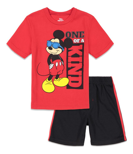 Disney- Camisa De Manga Corta Y Pantalones Cortos De Malla .