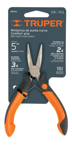 Imagen 3 de 6 de Pinza De Punta Curva Acero 12 Cm 4 Pulgadas Acero Truper
