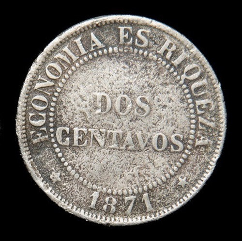 Chile 2 Centavos 1871 Regular Km 147