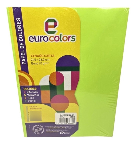 Papel Cortado Eurocolors Aircoiris Neon C/100 Color Surtido