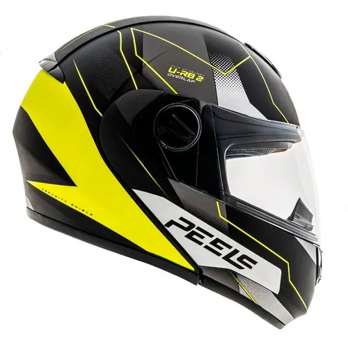 Casco retráctil Peels Urban Overlap para hombre y mujer, color negro mate y amarillo, talla 60