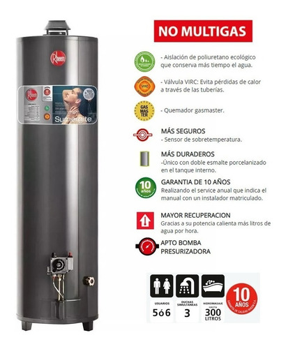 Termotanque A Gas Natural Rheem Apg160 Alta Potencia 160 Lts