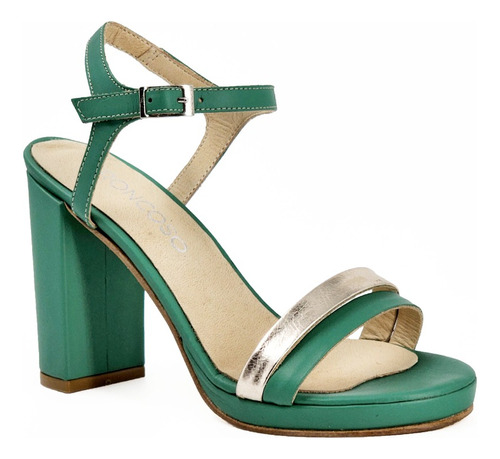 Sandalias Premium De Mujer Troncoso 816 Cuero Verde