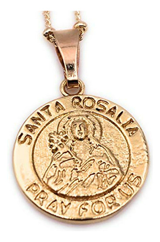 Collar - 18k Gold Plated Santa Rosalia Medal Necklace For Wo