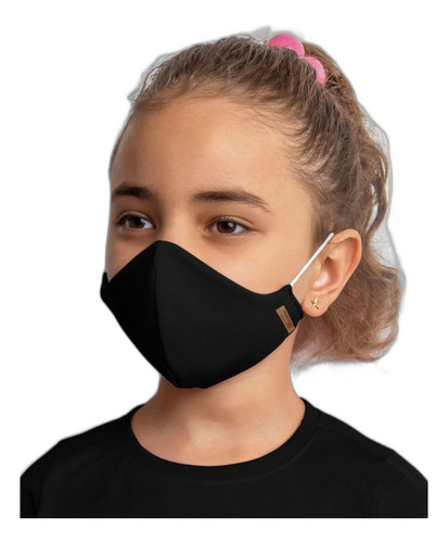 Kit 2 Máscaras Tecido Infantil Tripla Antiviral Malwee Kids Cor Rosa / Preto