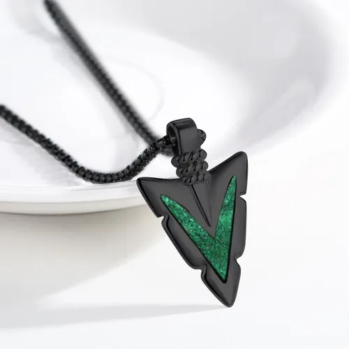 Yymqmq Collar Con Punta De Flecha De Malaquita Negra Para Y