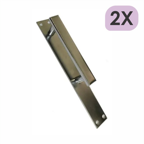 Imagem 1 de 3 de Kit 2 Puxador Alça Metal Porta Portão Sobrepor Liso 21cm