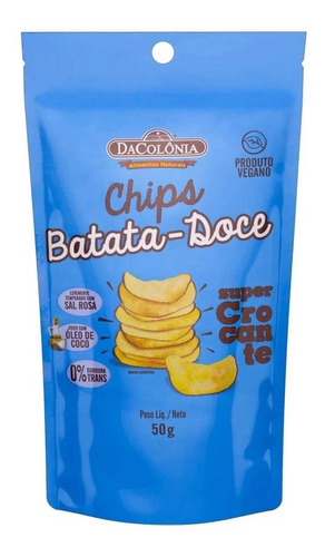 Imagem 1 de 5 de Salgadinho Chips De Batata-doce Dacolônia Vegano Pouch 50g