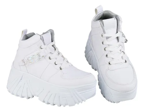 Tenis Moda Plataforma Mujer Blanco Tac Piel 05903703