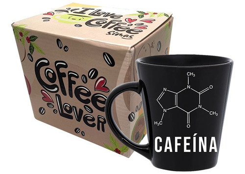 Caneca Drop Preta 250ml - Coffee Lover - Cafeina Cor Preto