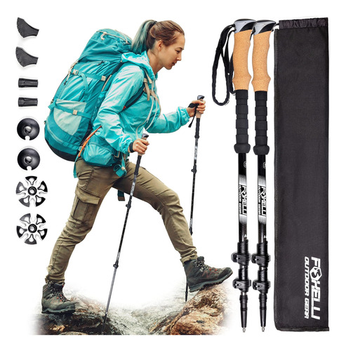 Foxelli Bastones De Trekking De Fibra De Carbono: Bastones D