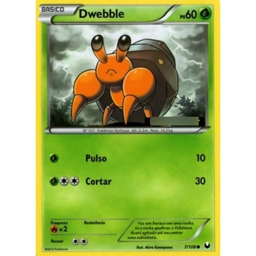 Dwebble - Pokémon Planta Comum - 7/108 - Pokemon Card Game