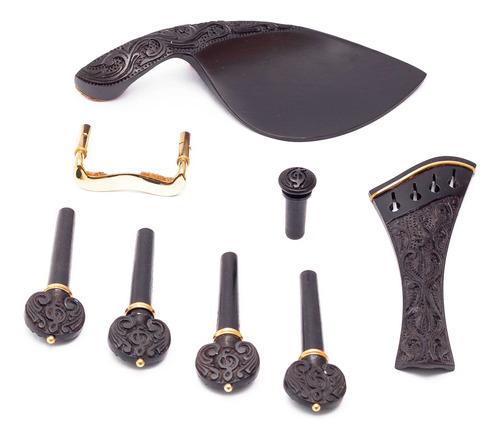 Kit Montagem Violino Ébano, Harp Heart Gold Esculpido 4/4